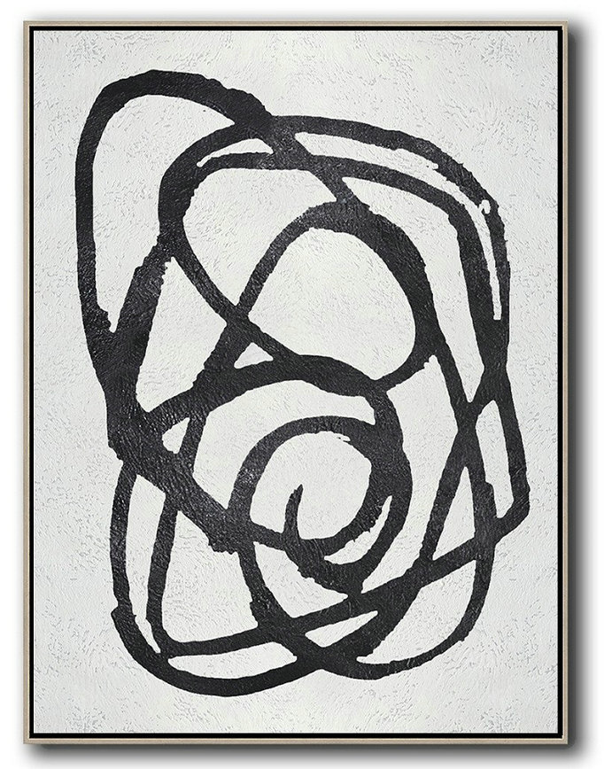 Extra Large Textured Painting On Canvas,Black And White Minimal Painting On Canvas - Original Art